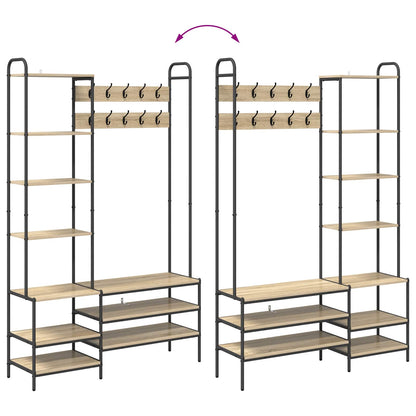Coat Stand with Shoes Bench Sonoma Oak 120.5 x 34 x 190 cm