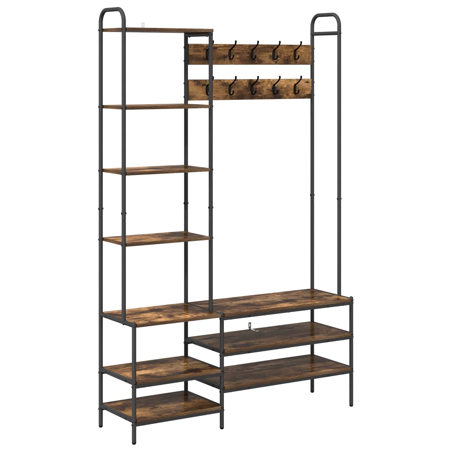 Coat Stand with Shoes Bench Smoked Oak 120.5 x 34 x 190 cm