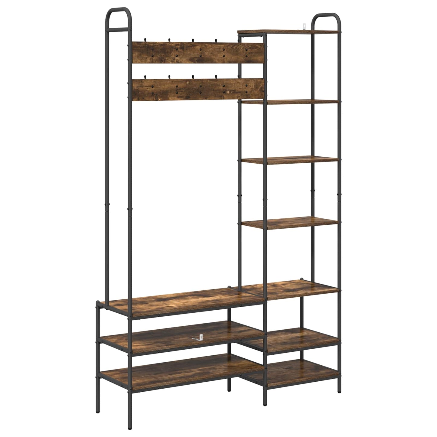 Coat Stand with Shoes Bench Smoked Oak 120.5 x 34 x 190 cm