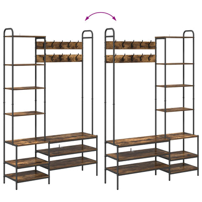 Coat Stand with Shoes Bench Smoked Oak 120.5 x 34 x 190 cm