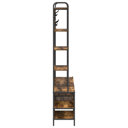 Coat Stand with Shoes Bench Smoked Oak 120.5 x 34 x 190 cm