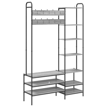 Coat Stand with Shoes Bench Grey Sonoma 120.5 x 34 x 190 cm