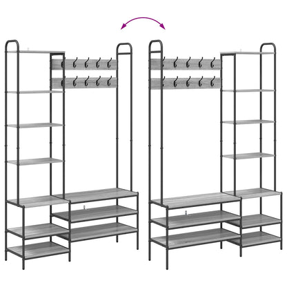 Coat Stand with Shoes Bench Grey Sonoma 120.5 x 34 x 190 cm