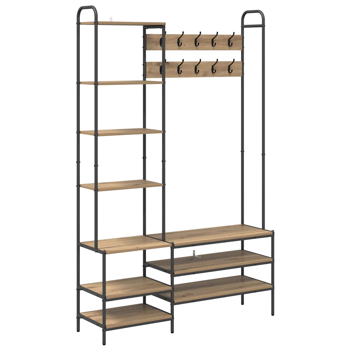 Coat Stand with Shoes Bench Artisan Oak 120.5 x 34 x 190 cm