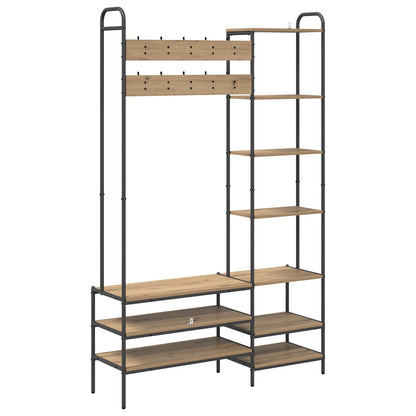 Coat Stand with Shoes Bench Artisan Oak 120.5 x 34 x 190 cm