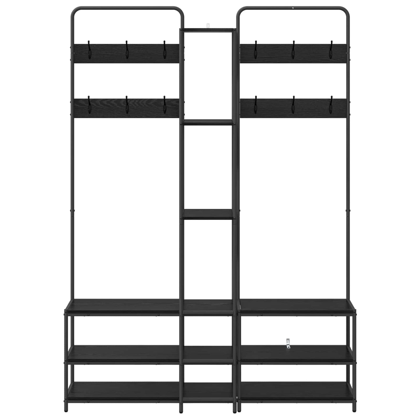 Coat Stand with Shoes Bench Black Oak 143 x 30 x 199.5 cm