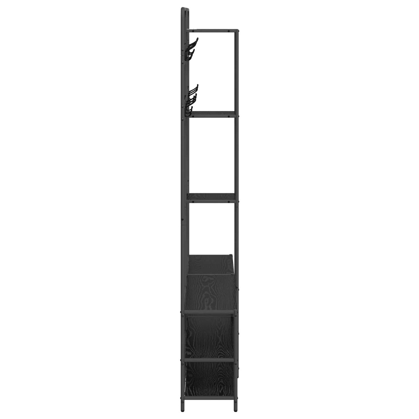 Coat Stand with Shoes Bench Black Oak 143 x 30 x 199.5 cm