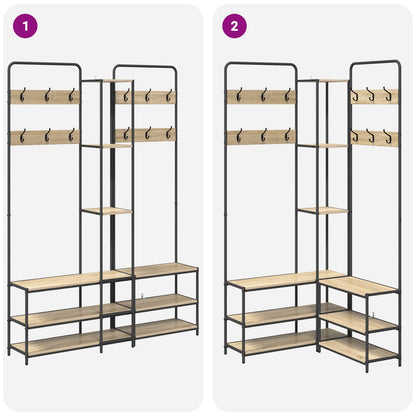 Coat Stand with Shoes Bench Sonoma Oak 143 x 30 x 199.5 cm