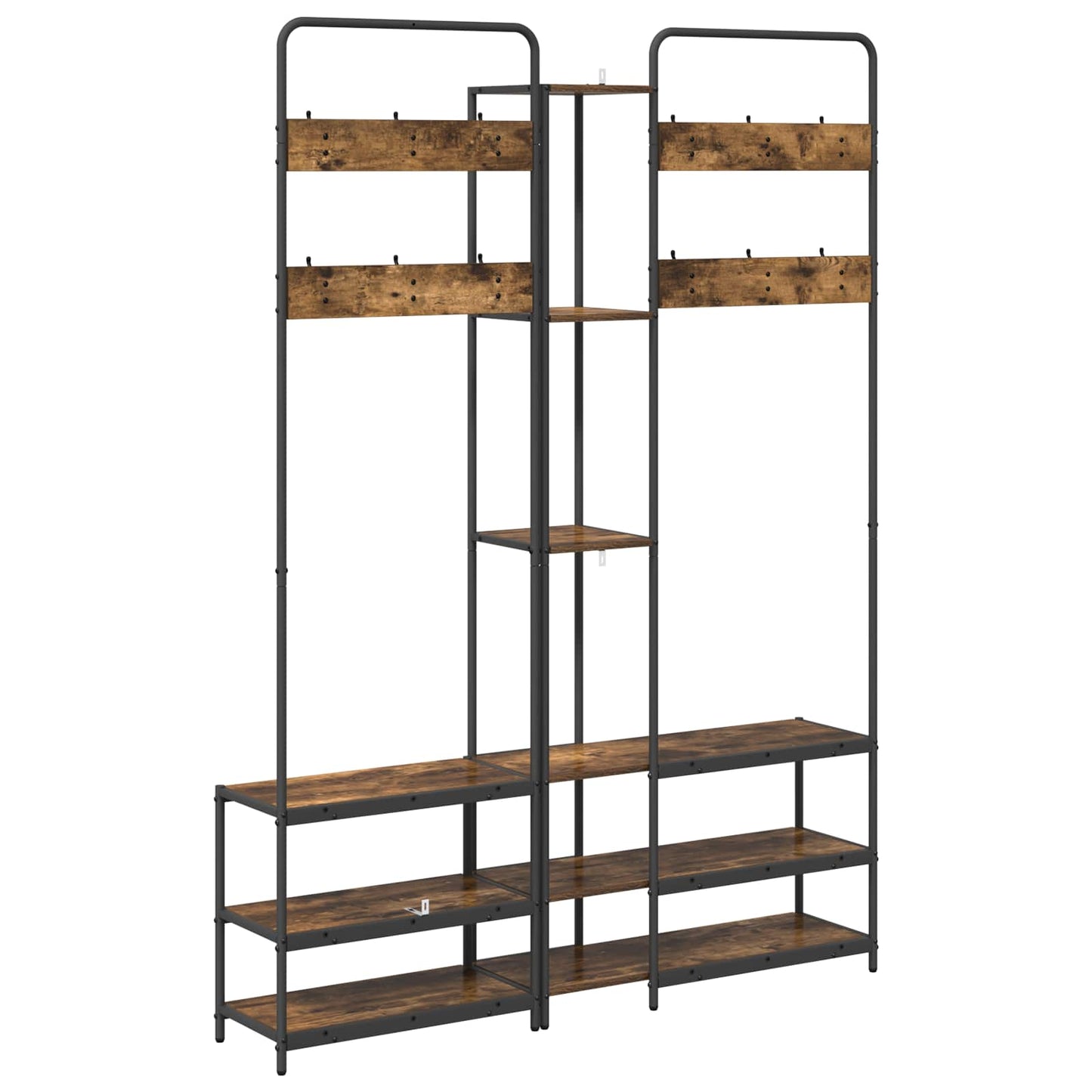 Coat Stand with Shoes Bench Smoked Oak 143 x 30 x 199.5 cm