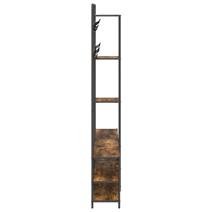 Coat Stand with Shoes Bench Smoked Oak 143 x 30 x 199.5 cm