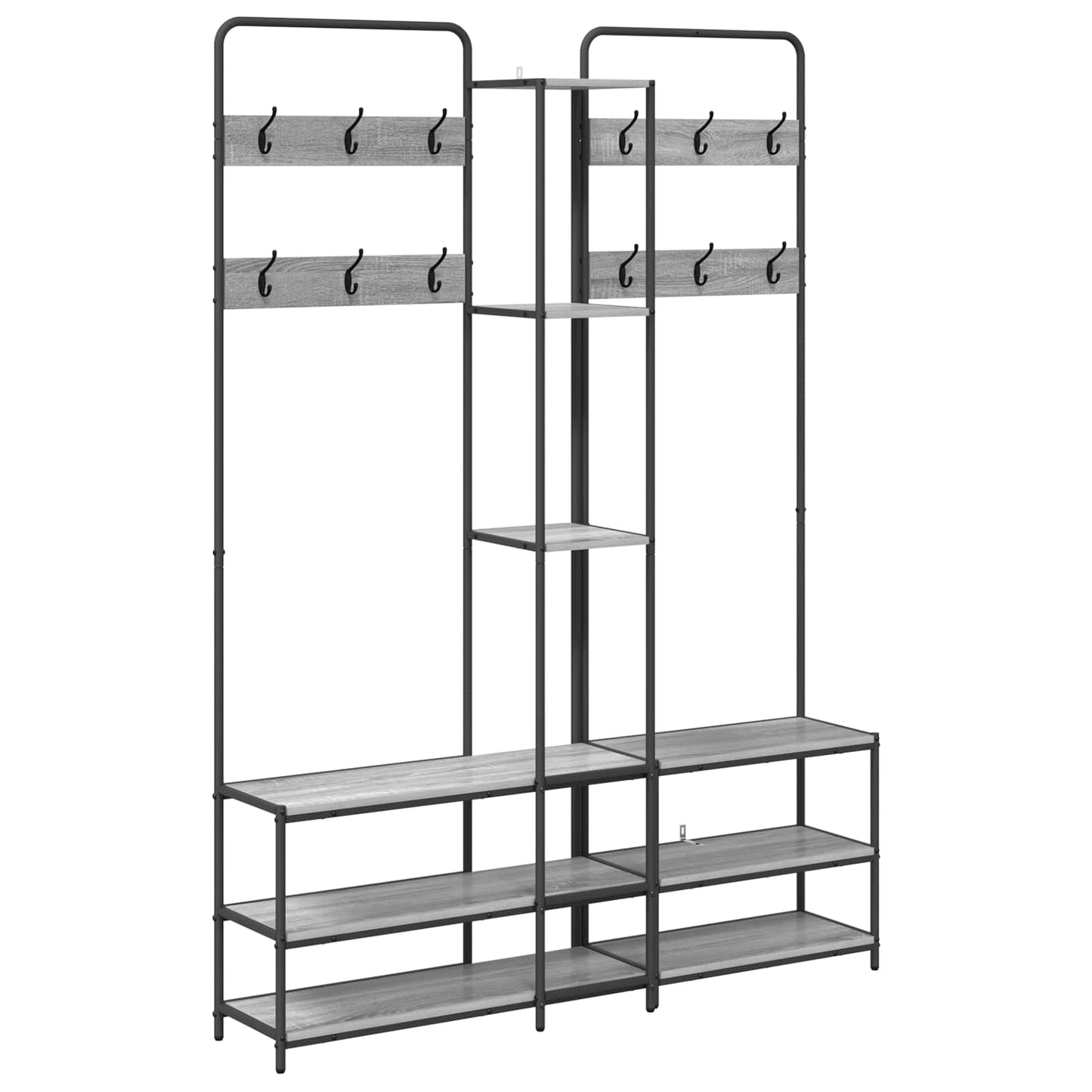 Coat Stand with Shoes Bench Grey Sonoma 143 x 30 x 199.5 cm