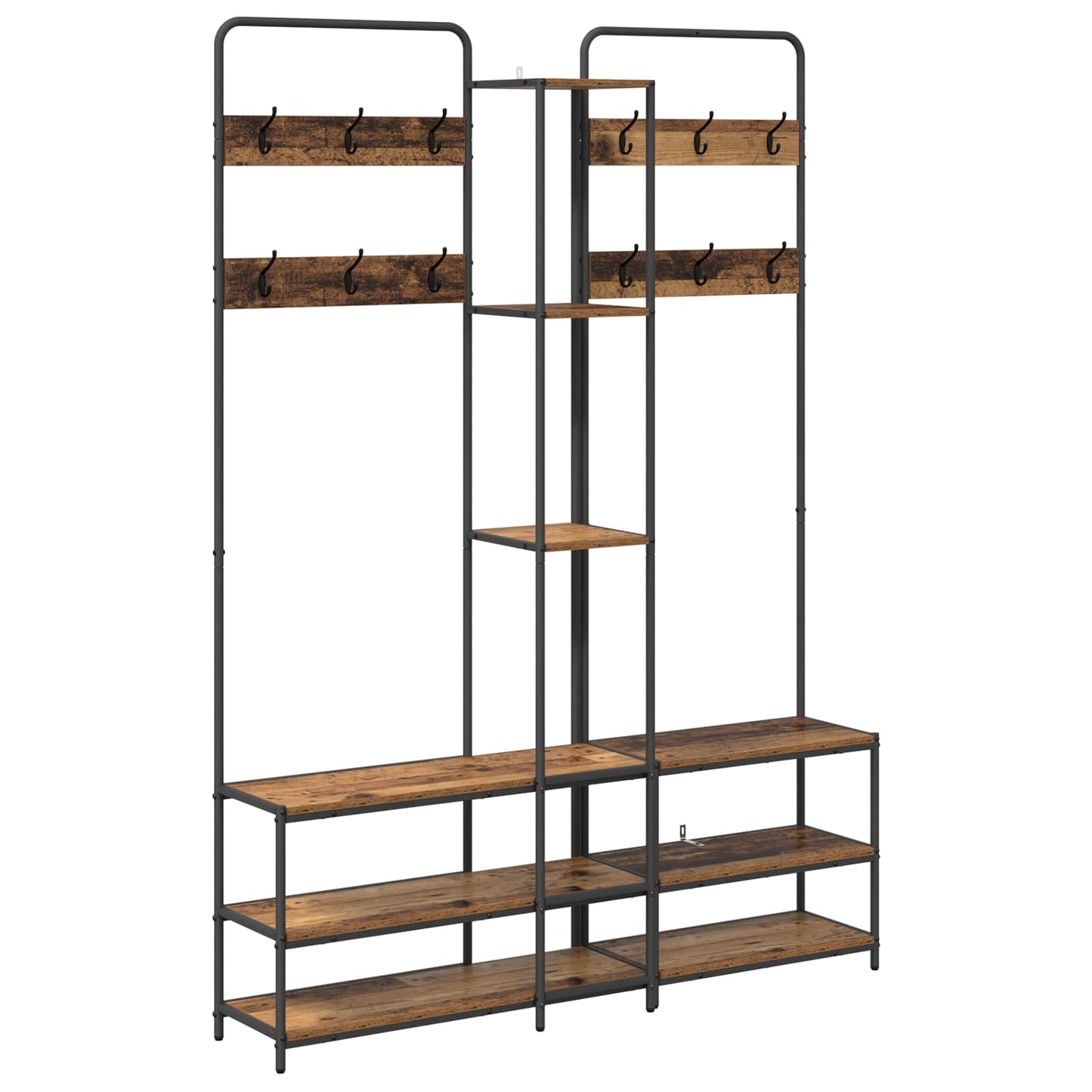 Coat Stand with Shoes Bench Old Wood 143 x 30 x 199.5 cm