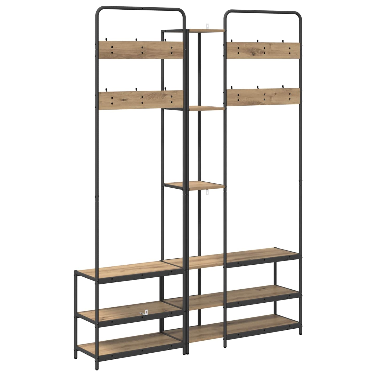 Coat Stand with Shoes Bench Artisan Oak 143 x 30 x 199.5 cm