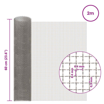 Mesh Screen 60 x 200 cm 3 Mesh Stainless Steel 201 Silver