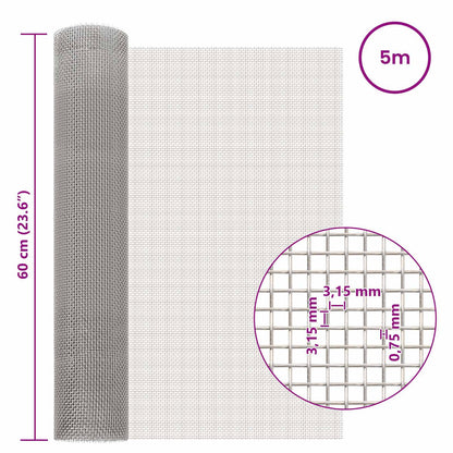 Mesh Screen 60 x 500 cm 6 Mesh Stainless Steel 201 Silver