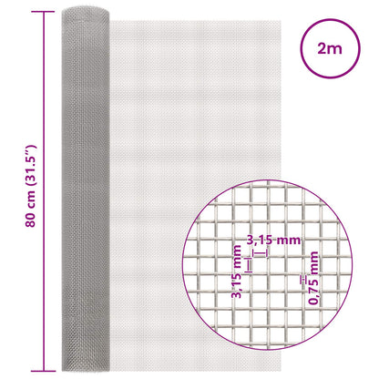 Mesh Screen 80 x 200 cm 6 Mesh Stainless Steel 201 Silver