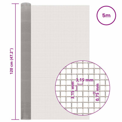 Mesh Screen 120 x 500 cm 6 Mesh Stainless Steel 201 Silver