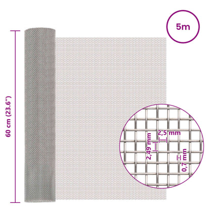 Mesh Screen 60 x 500 cm 8 Mesh Stainless Steel 201 Silver
