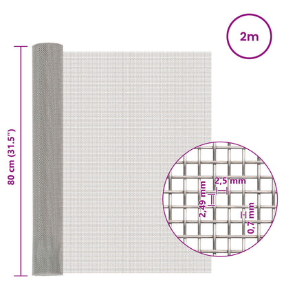 Mesh Screen 80 x 200 cm 8 Mesh Stainless Steel 201 Silver