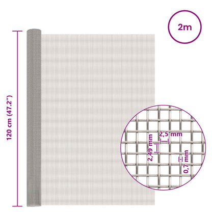 Mesh Screen 120 x 200 cm 8 Mesh Stainless Steel 201 Silver