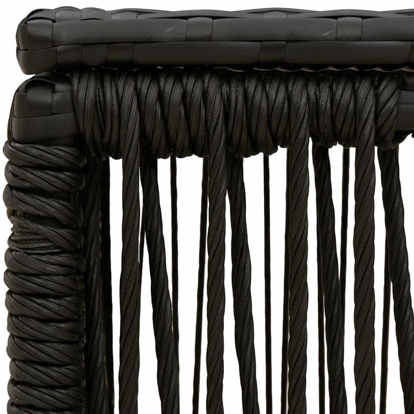 Garden Table Black 55 x 55 x 37 cm PE Rattan and Glass