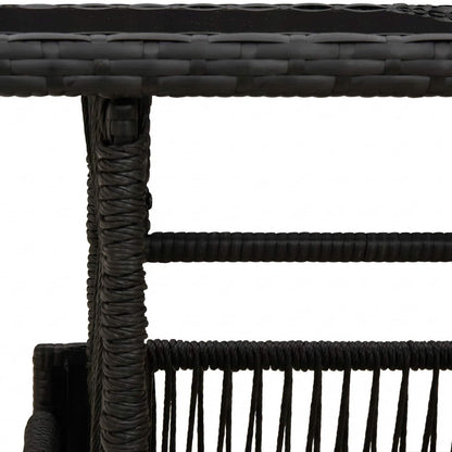 Garden Table Black 100 x 55 x 37 cm PE Rattan and Glass