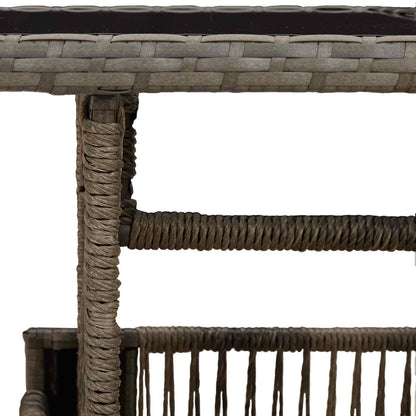 Garden Table Grey 100 x 55 x 37 cm PE Rattan and Glass