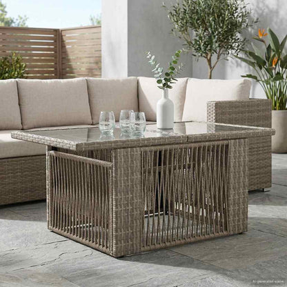 Garden Table Grey 100 x 55 x 37 cm PE Rattan and Glass