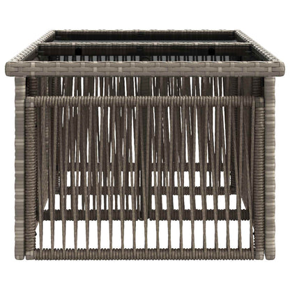 Garden Table Grey 100 x 55 x 37 cm PE Rattan and Glass