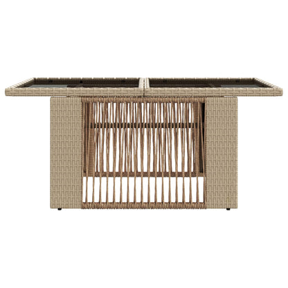 Garden Table Beige 100 x 55 x 37 cm PE Rattan and Glass
