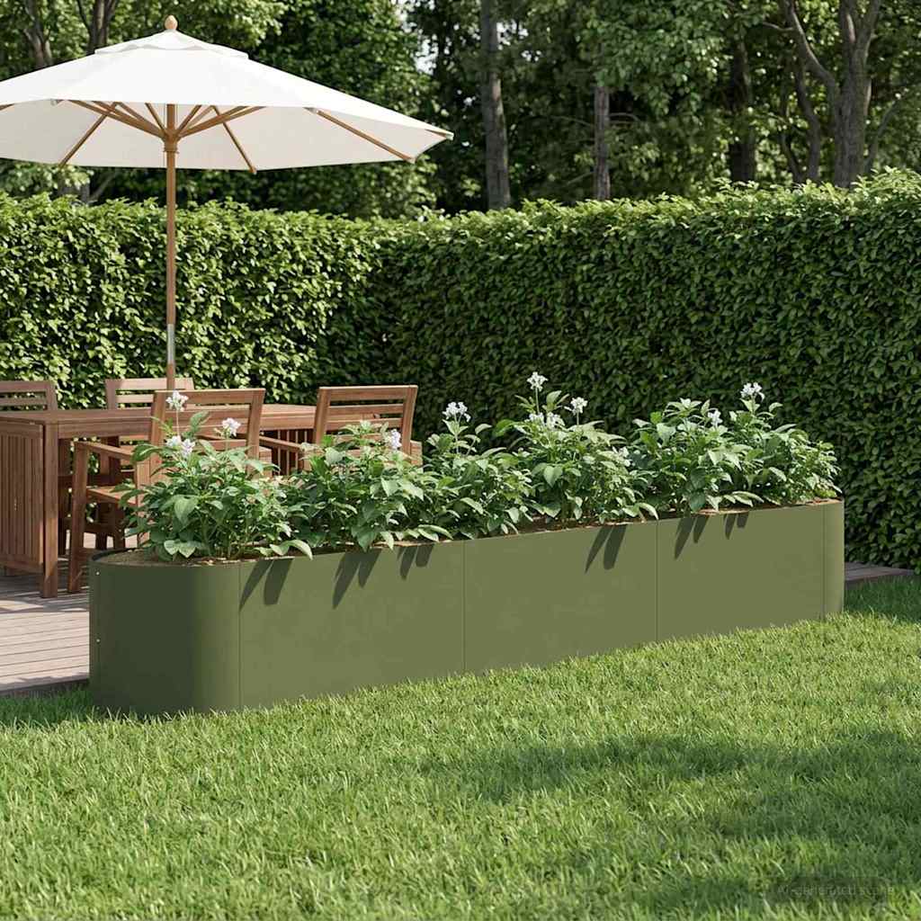 Raised Garden Bed Olive Green 300 x 40x 40 cm Steel