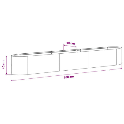 Raised Garden Bed Galvanised Steel 300 x 40x 40 cm Steel