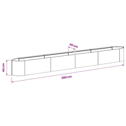 Raised Garden Bed Black 380 x 40x 40 cm Steel