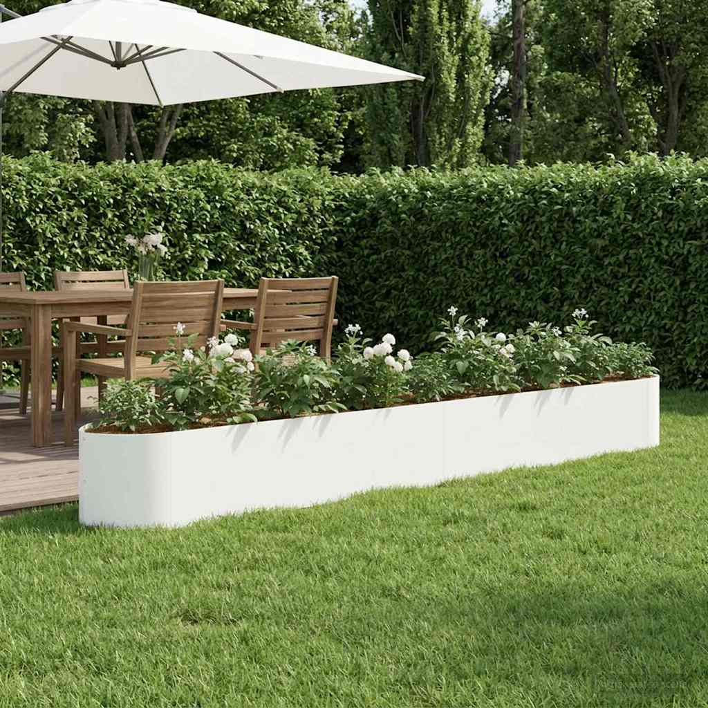 Raised Garden Bed White 380 x 40x 40 cm Steel