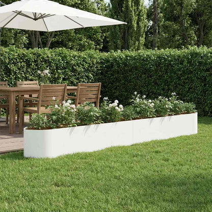 Raised Garden Bed White 380 x 40x 40 cm Steel