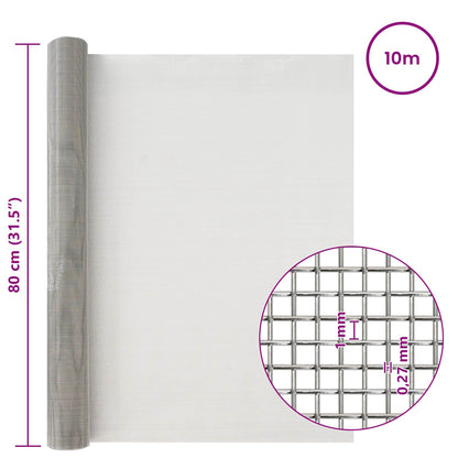 Mesh Screen 80 x 1000 cm 20 Mesh Stainless Steel 201 Silver