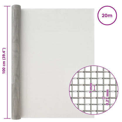 Mesh Screen 100 x 2000 cm 20 Mesh Stainless Steel 201 Silver