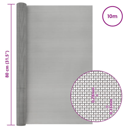 Mesh Screen 80 x 1000 cm 60 Mesh Stainless Steel 201 Silver