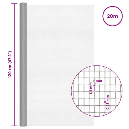 Mesh Screen 120 x 2000 cm 18 mesh Stainless Steel 304 Silver