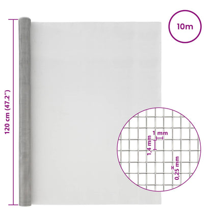 Mesh Screen 120 x 1000 cm 18 mesh Stainless Steel 304 Silver
