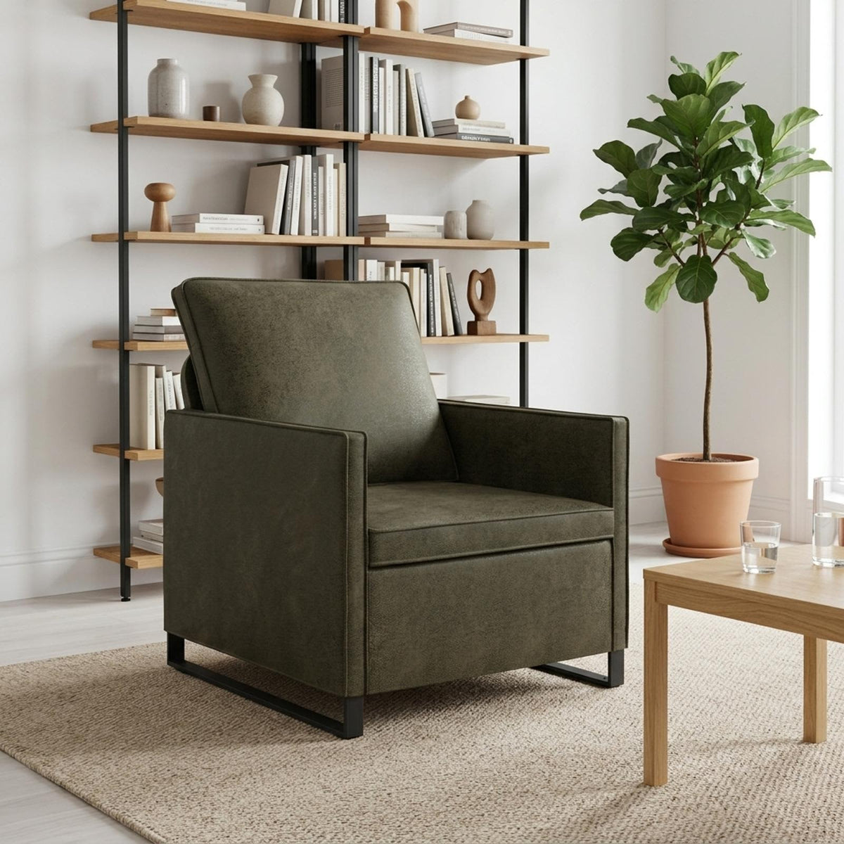 Armchair Army Green 70 x 81 x 82 cm Faux Suede Fabric