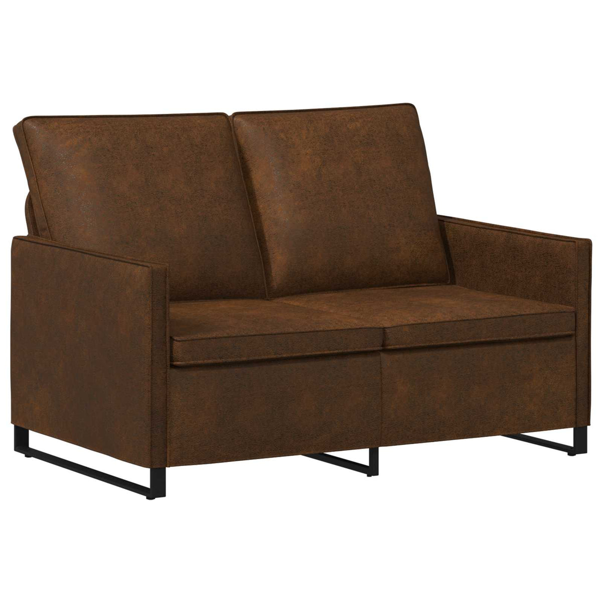 2 Seater Sofa Brown 130 x 81 x 82 cm Faux Suede Fabric