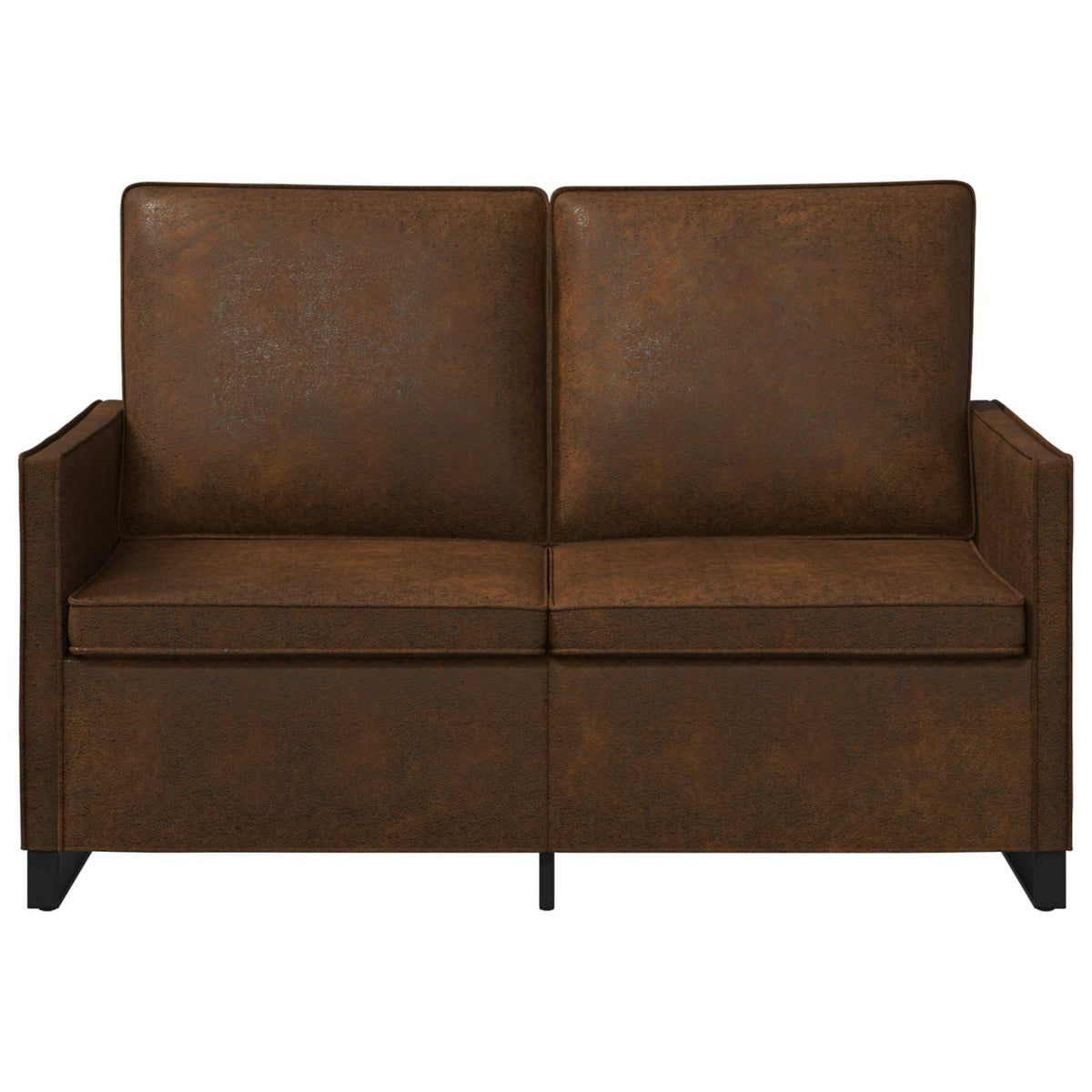 2 Seater Sofa Brown 130 x 81 x 82 cm Faux Suede Fabric