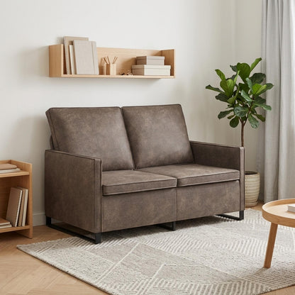 2 Seater Sofa Dark Grey 130 x 81 x 82 cm Faux Suede Fabric
