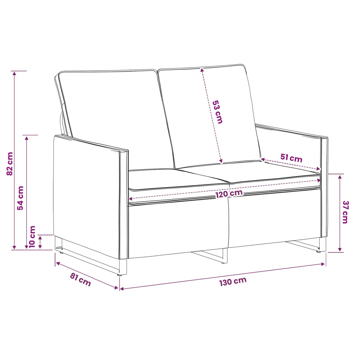2 Seater Sofa Dark Grey 130 x 81 x 82 cm Faux Suede Fabric