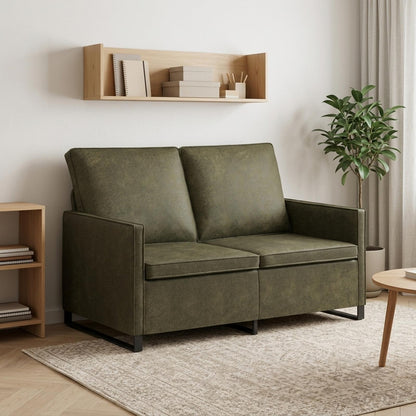 2 Seater Sofa Army Green 130 x 81 x 82 cm Faux Suede Fabric