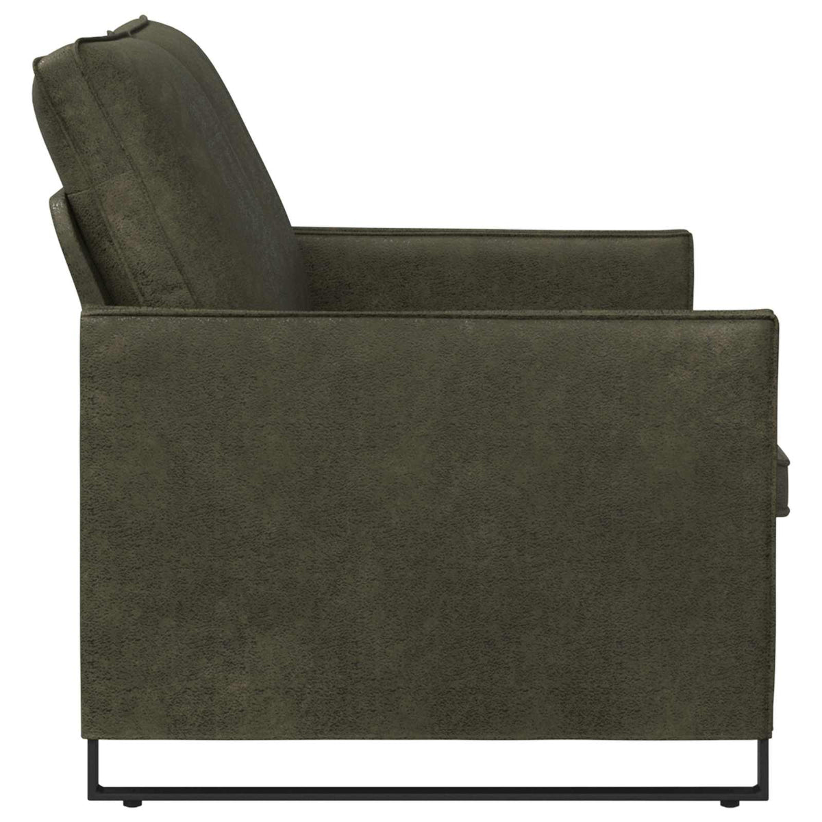 2 Seater Sofa Army Green 130 x 81 x 82 cm Faux Suede Fabric