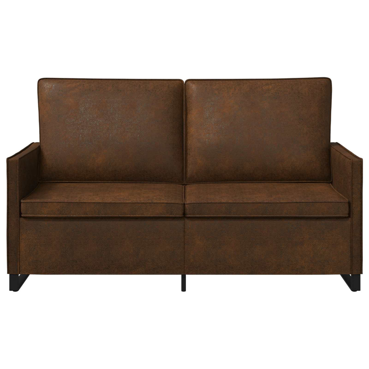 2 Seater Sofa Brown 150 x 81 x 82 cm Faux Suede Fabric