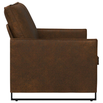 2 Seater Sofa Brown 150 x 81 x 82 cm Faux Suede Fabric