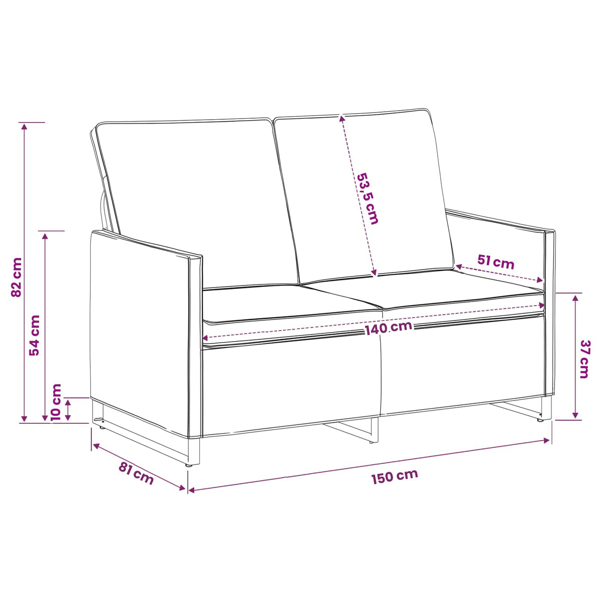 2 Seater Sofa Brown 150 x 81 x 82 cm Faux Suede Fabric